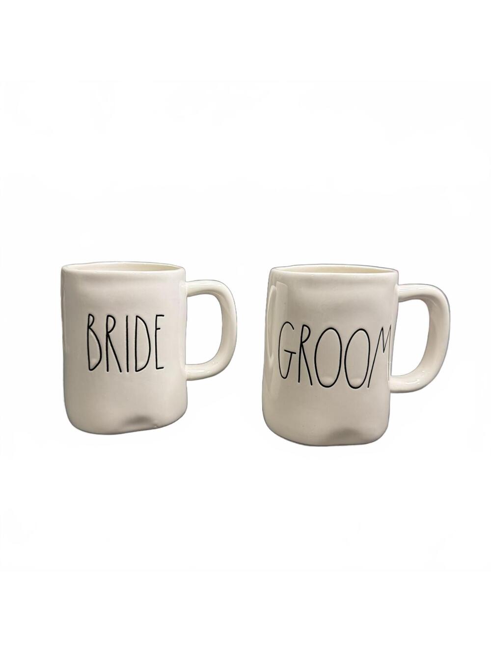 Rae Dunn Bride and Groom Ceramic Coffee Mugs Set